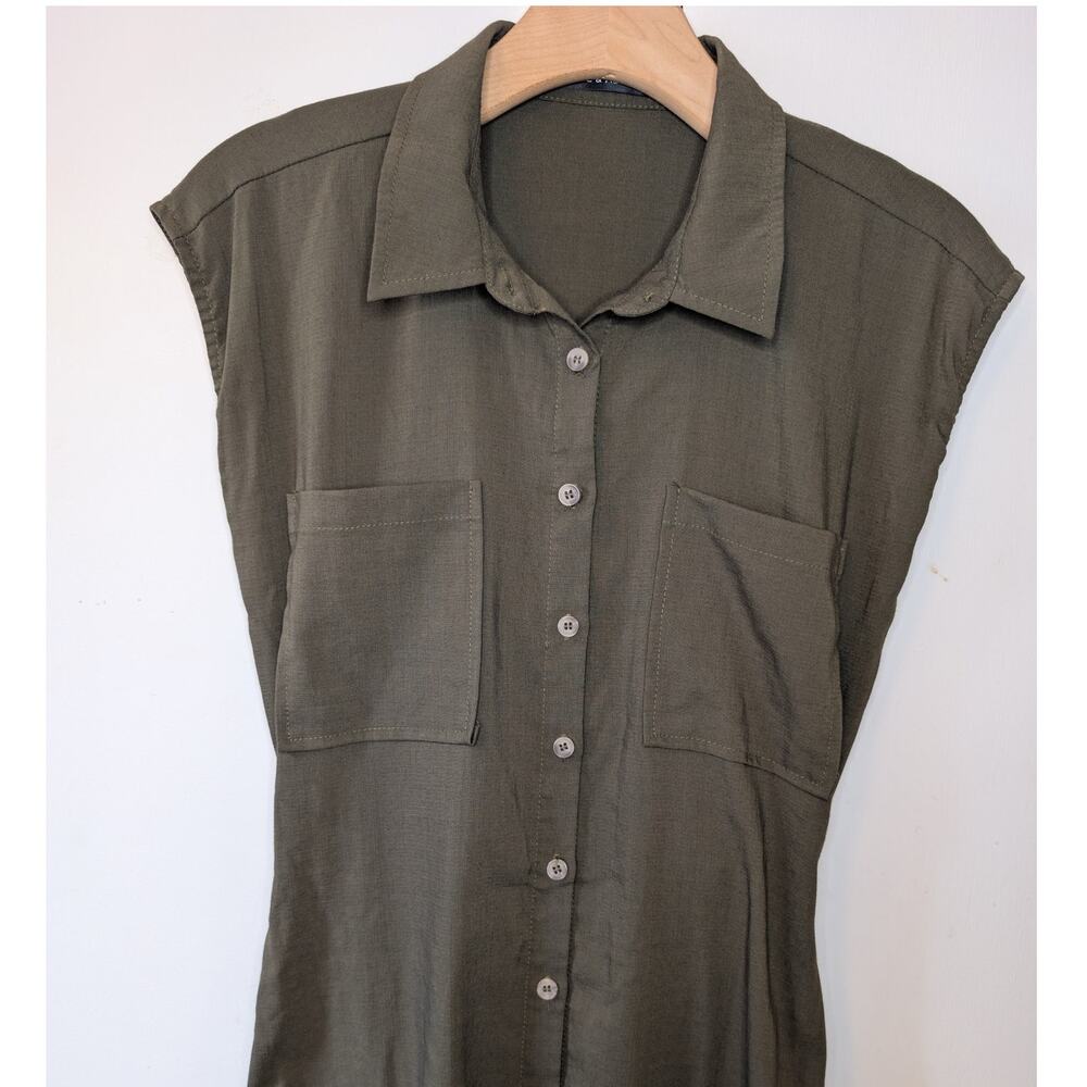 Doe & Rae Green Button Up Dress - Picture 4 of 9